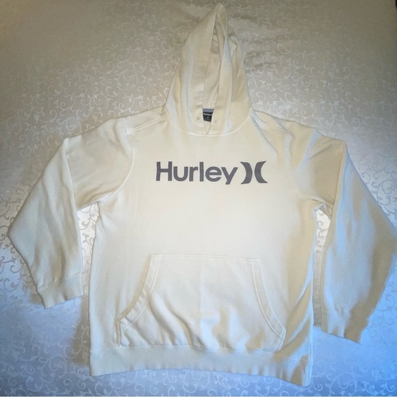 Hurley Men’s Hooded Sweatshirt In Bone Hurley Name And Logo On Front - Picture 7 of 14